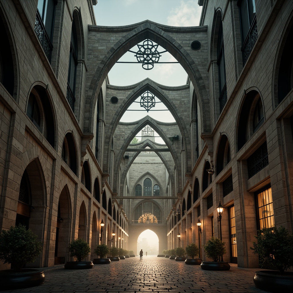 Prompt: Majestic vehicular bridge, pointed arches, ribbed vaults, flying buttresses, ornate stone carvings, grandiose entrance gates, intricate tracery patterns, stained glass windows, mystical ambiance, misty morning light, soft warm glow, shallow depth of field, 1/2 composition, symmetrical framing, dramatic shadows, realistic textures, ambient occlusion.