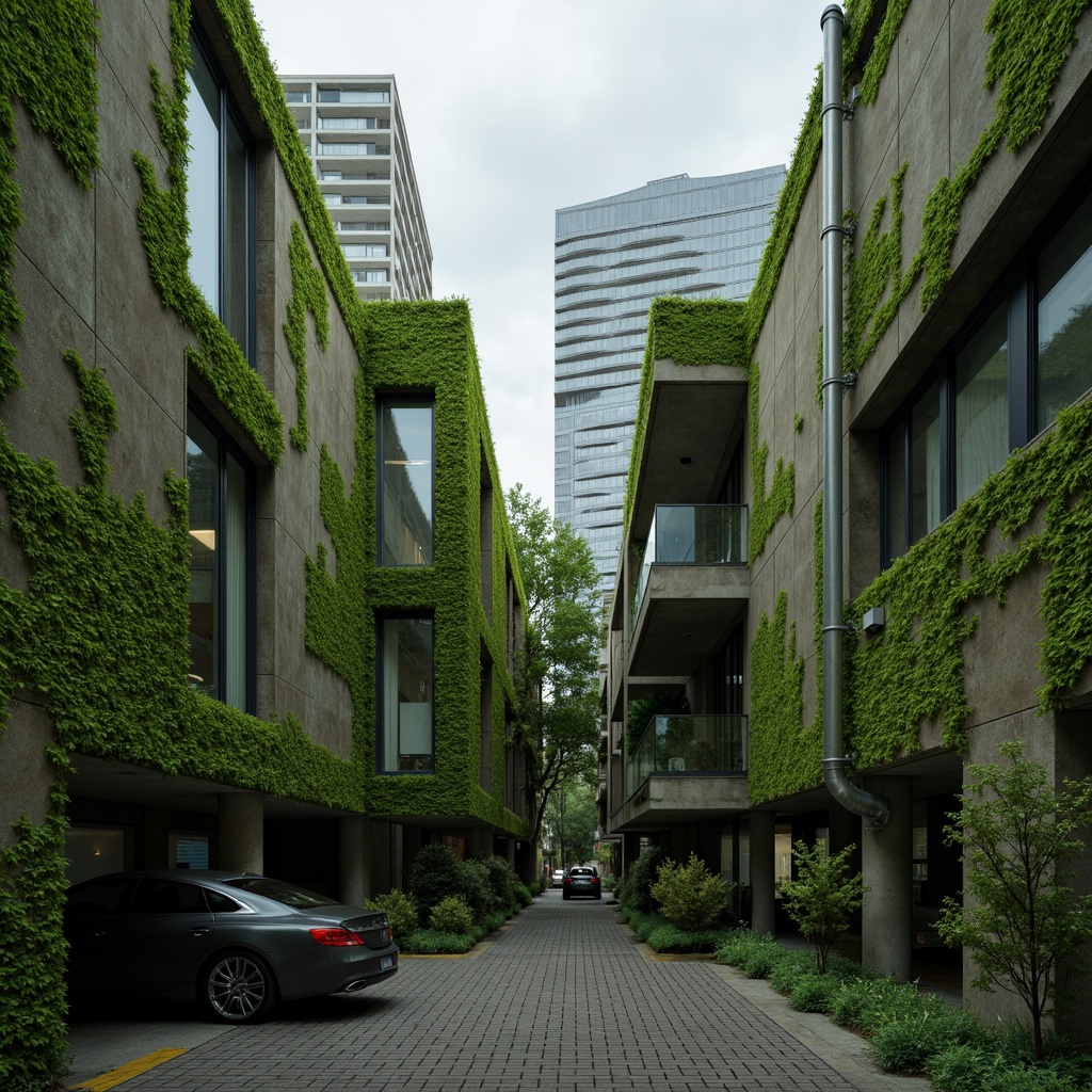 Prompt: Moss-green brutalist architecture, rugged concrete textures, industrial-style pipes, exposed ductwork, urban cityscape, overcast sky, dramatic shadows, bold geometric forms, raw unfinished surfaces, minimalist decor, functional design, cold atmospheric lighting, high-contrast photography, 1/1 composition, stark realism, gritty urban feel.