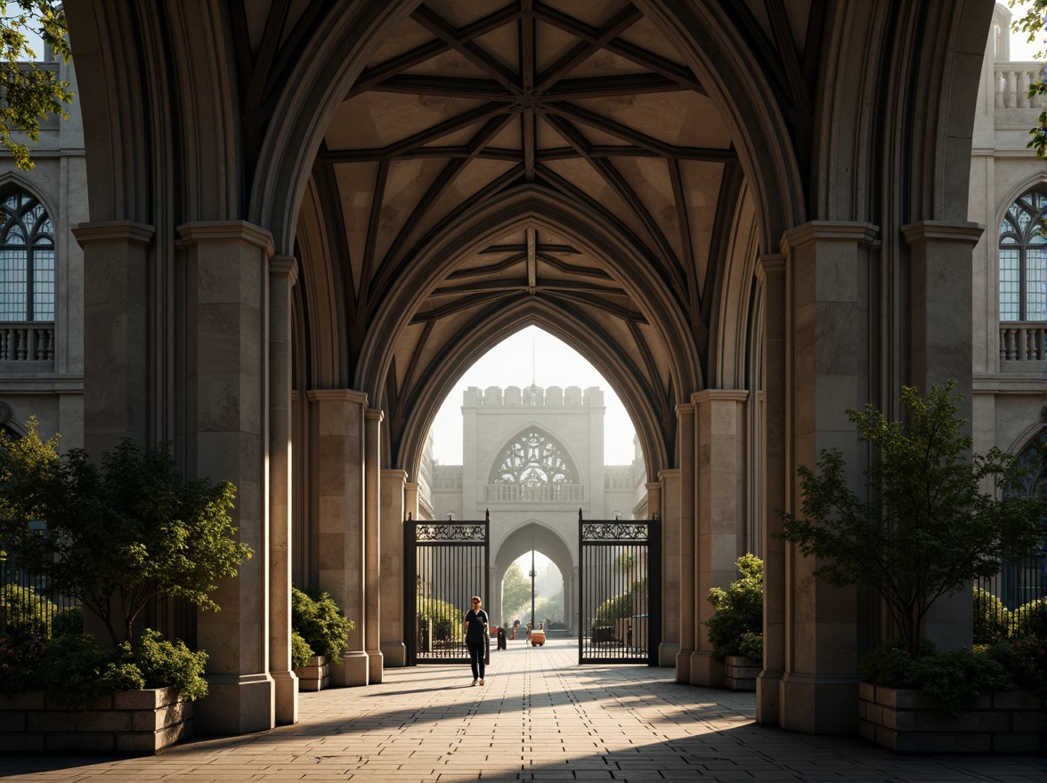 Prompt: Majestic vehicular bridge, pointed arches, ribbed vaults, flying buttresses, ornate stone carvings, grandiose entrance gates, intricate tracery patterns, stained glass windows, mystical ambiance, misty morning light, soft warm glow, shallow depth of field, 1/2 composition, symmetrical framing, dramatic shadows, realistic textures, ambient occlusion.