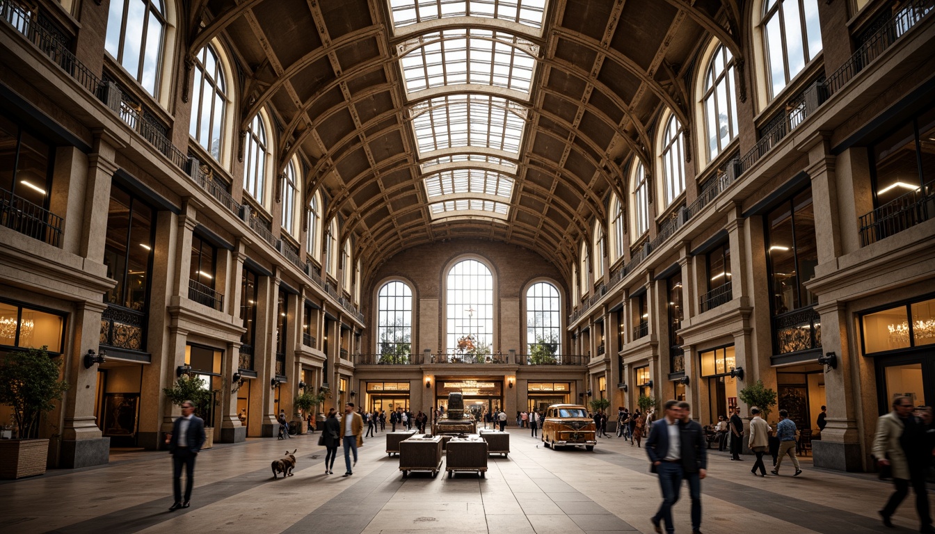 Prompt: Grand train station, sweeping curved lines, elegant arches, ornate details, luxurious materials, high ceilings, spacious interiors, natural stone floors, intricate metalwork, vintage luggage carts, bustling atmosphere, warm soft lighting, shallow depth of field, 1/1 composition, realistic textures, ambient occlusion.