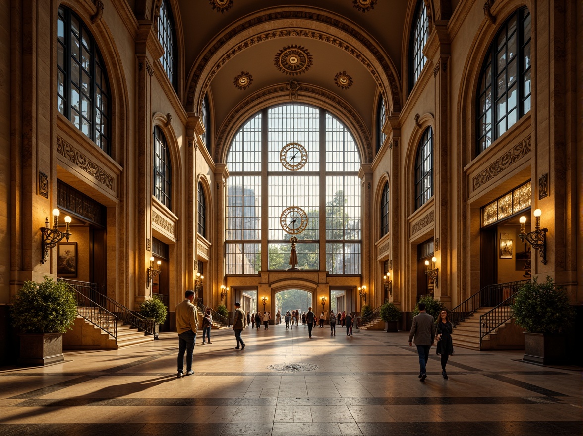 Prompt: Grandiose metro station entrance, Gothic arches, ribbed vaults, ornate stone carvings, intricate stained glass windows, majestic clock towers, imposing stone columns, dramatic lighting effects, atmospheric misting systems, polished granite floors, ornamental metal railings, grand staircases, high ceilings, symmetrical composition, 1/1 aspect ratio, warm golden lighting, shallow depth of field, realistic textures, ambient occlusion.