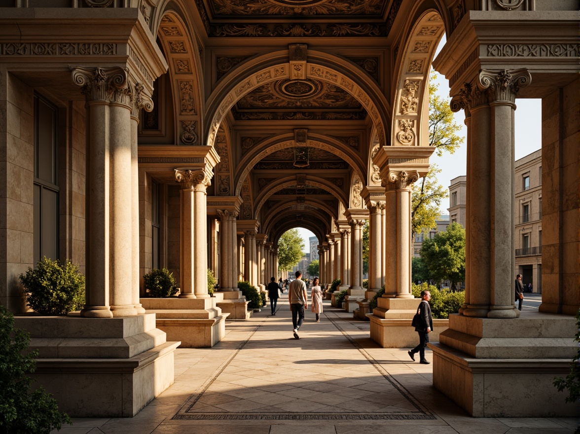 Prompt: Ornate charging stations, Renaissance-inspired facades, grand archways, ornamental columns, intricate stone carvings, classical pediments, decorative cornices, rusticated bases, symmetrical compositions, warm golden lighting, soft shadows, high-contrast textures, realistic reflections, 1/2 composition, shallow depth of field, atmospheric perspective, subtle color grading.