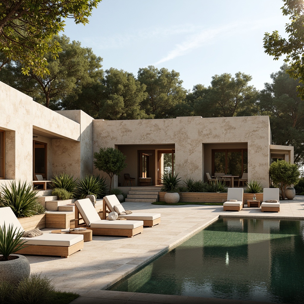 Prompt: Villa Bauhaus style, modernist architecture, textured walls, rough-hewn stone facades, clean lines, minimalist ornamentation, large windows, sliding glass doors, open floor plans, functional simplicity, earthy color palette, natural materials, wooden accents, geometric patterns, abstract art pieces, lush greenery, Mediterranean landscape, warm sunny day, soft diffused lighting, shallow depth of field, 3/4 composition, realistic textures, ambient occlusion.