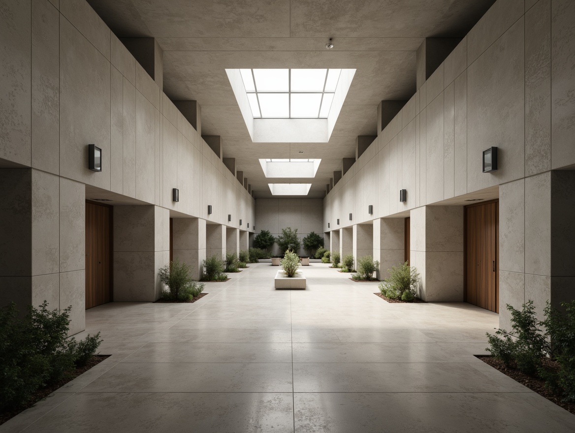 Prompt: Serenely lit memorial hall, minimalist architecture, clean lines, simple shapes, monochromatic color scheme, natural stone walls, polished concrete floors, subtle ambient lighting, soft diffused daylight, clerestory windows, skylights, minimalist furniture, sparse greenery, peaceful atmosphere, contemplative mood, shallow depth of field, 3/4 composition, panoramic view, realistic textures, ambient occlusion.