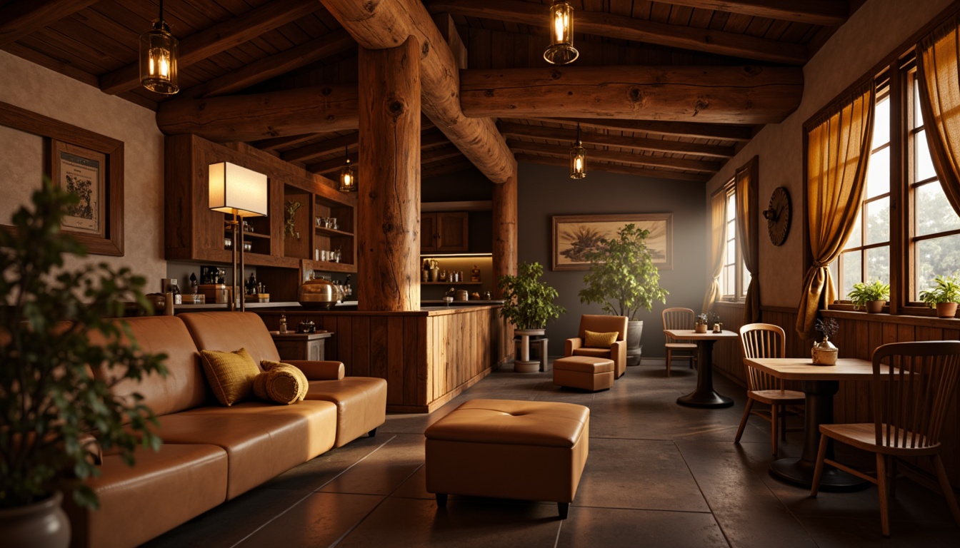 Prompt: Warm wooden accents, rustic metalwork, earthy color palette, vintage-inspired lanterns, ornate bronze fixtures, soft warm glow, ambient lighting, cozy cabin atmosphere, natural stone walls, wooden beams, rich wood tones, distressed finishes, traditional craftsmanship, nostalgic charm, warm inviting ambiance, softbox lighting, 1/1 composition, realistic textures, atmospheric rendering.