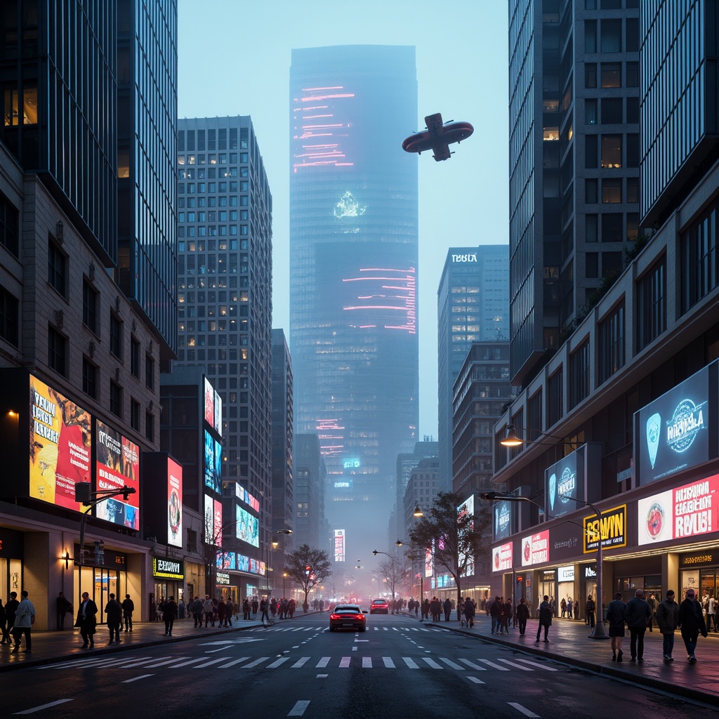 Prompt: Futuristic cityscape, neon lights, vibrant LED strips, holographic advertisements, towering skyscrapers, metallic surfaces, angular lines, minimalist design, ambient occlusion, soft warm glow, high-contrast lighting, deep shadows, futuristic transportation systems, levitating cars, hyper-realistic reflections, glowing accents, luminescent materials, atmospheric fog, misty ambiance, cinematic color grading, 3/4 composition, shallow depth of field, realistic textures.