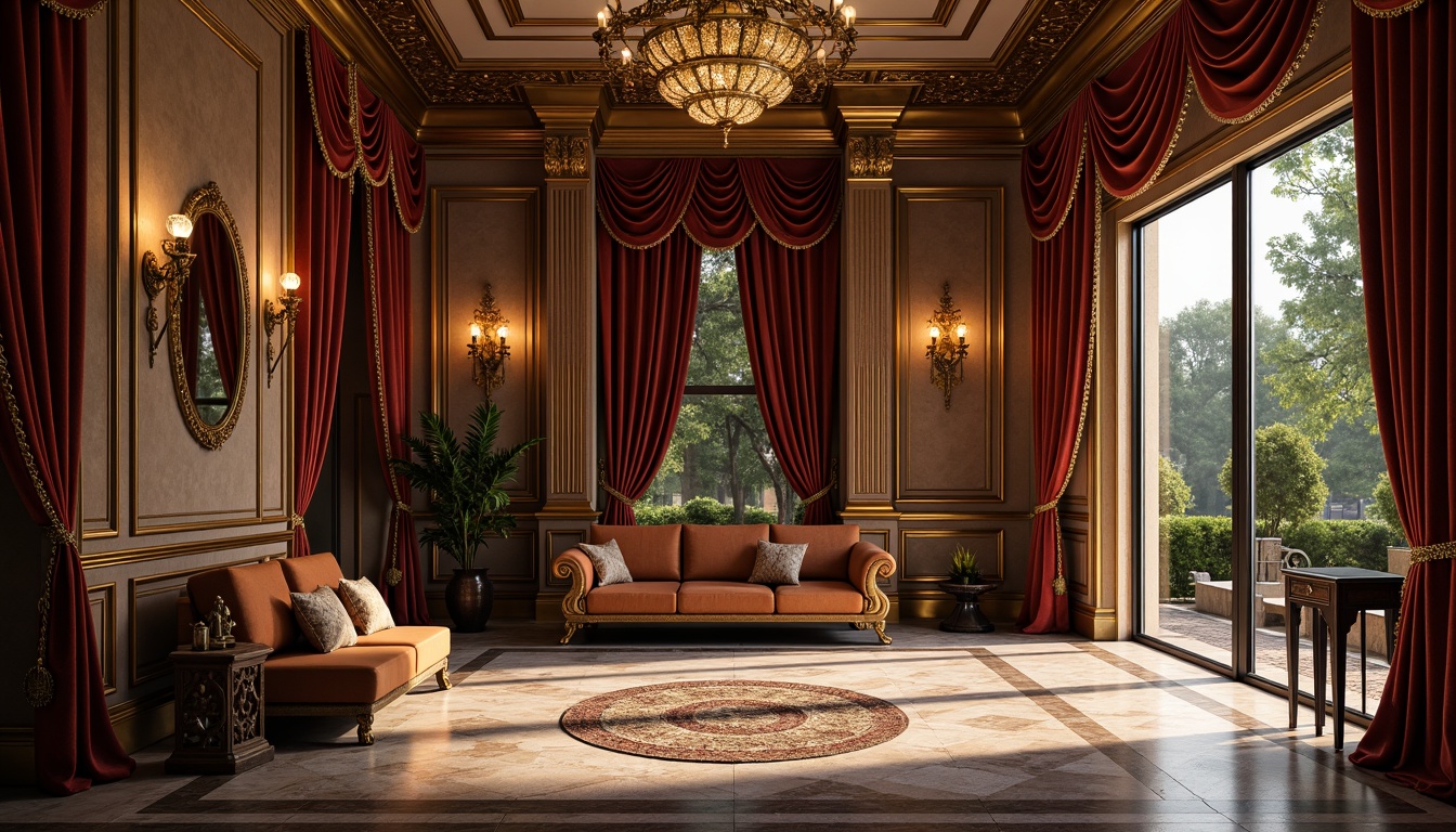 Prompt: Grandiose mudroom, rich ornate details, lavish furnishings, velvet drapes, golden accents, intricate carvings, marble floors, crystal chandeliers, luxurious textiles, regal atmosphere, dramatic lighting, soft warm glow, shallow depth of field, 1/1 composition, realistic textures, ambient occlusion.