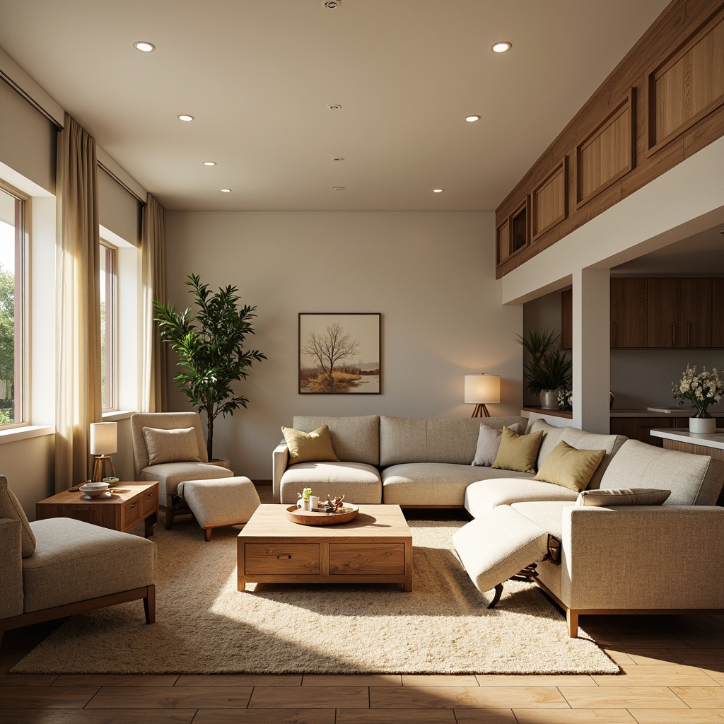 Prompt: Cozy living room, plush sofas, reclining chairs, wooden coffee tables, soft cushions, warm floor lamps, creamy rugs, minimalist decor, modern sectional furniture, ergonomic design, adjustable headrests, comfortable seating, ample storage spaces, natural wood tones, earthy color palette, bright sunny day, soft diffused lighting, shallow depth of field, 1/1 composition, realistic textures.