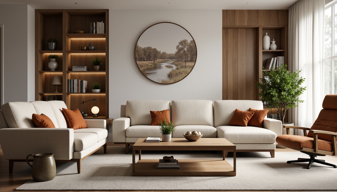 Prompt: Cozy living room, plush sofas, ergonomic chairs, wooden coffee tables, minimalist decor, soft carpeting, warm lighting, natural textiles, comfortable cushions, adjustable headrests, sturdy oak frames, velvet upholstery, functional storage units, sleek metal legs, contemporary design, 1/1 composition, shallow depth of field, realistic reflections, ambient occlusion.