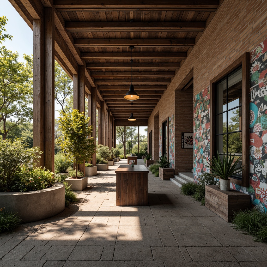 Prompt: Rustic wooden planks, distressed metal panels, rough stone walls, peeling paint, worn brick facades, aged concrete surfaces, intricate mosaics, vibrant graffiti murals, eclectic mix of materials, industrial chic aesthetic, urban decay atmosphere, warm golden lighting, shallow depth of field, 2/3 composition, detailed textures, realistic ambient occlusion.