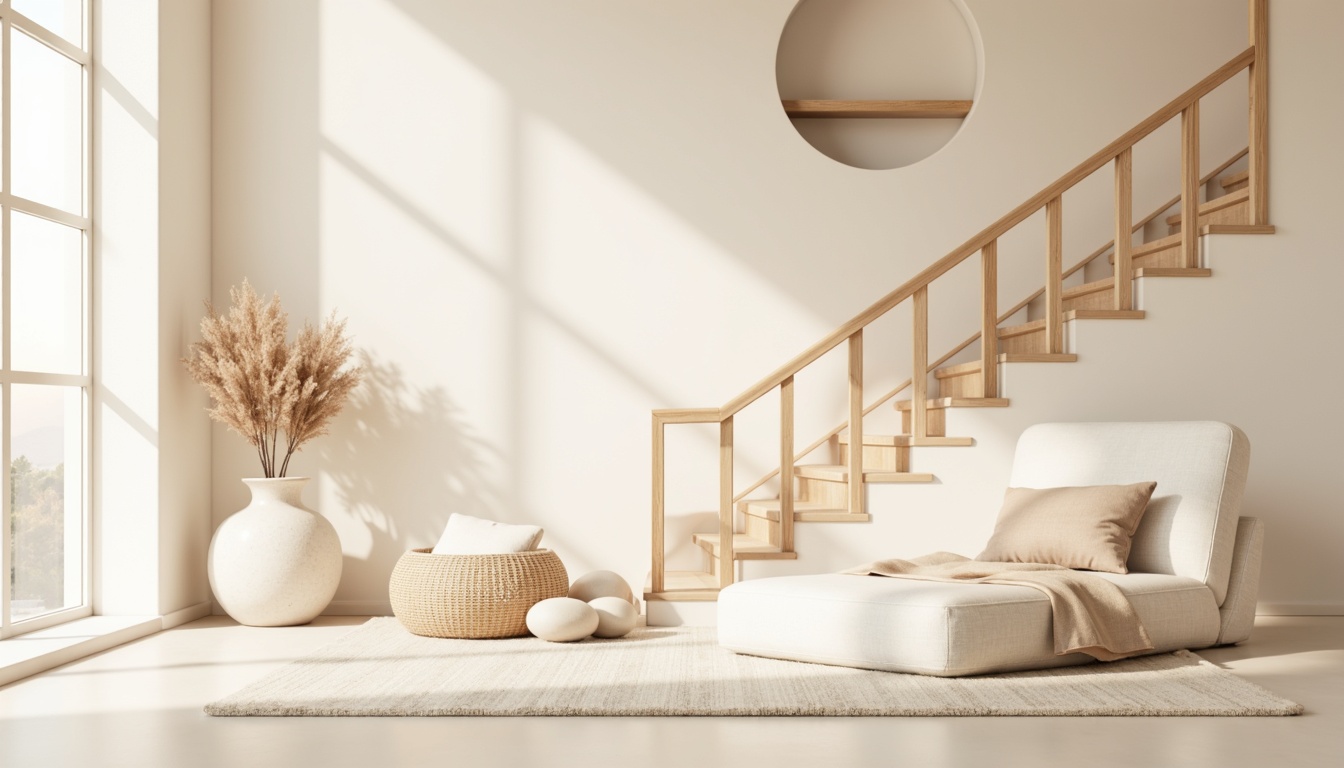 Prompt: Soft pastel hues, gentle gradients, creamy whites, warm beige tones, rich wood accents, natural linen textures, organic shapes, elegant curves, minimalist decor, calming atmosphere, peaceful ambiance, softbox lighting, subtle shading, 2/3 composition, atmospheric perspective.