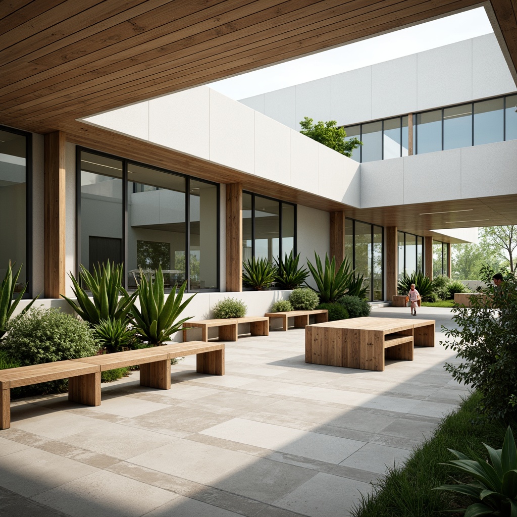 Prompt: Simple community center, open courtyard, minimalist architecture, clean lines, monochromatic color scheme, natural stone flooring, wooden benches, green walls, living plants, plenty of natural light, soft warm lighting, shallow depth of field, 3/4 composition, panoramic view, realistic textures, ambient occlusion, communal tables, cozy reading nooks, floor-to-ceiling windows, sliding glass doors, calm atmosphere, serene ambiance.