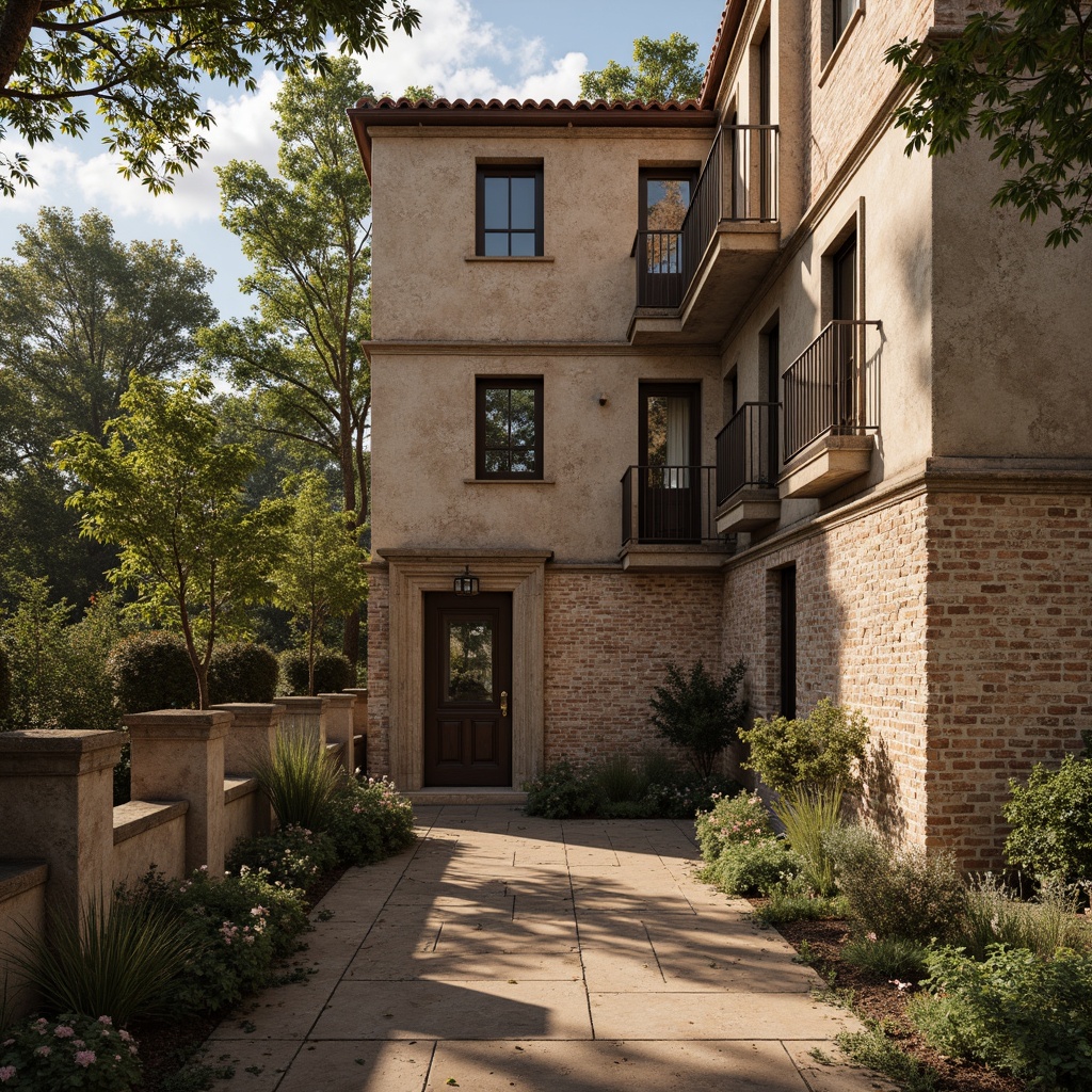 Prompt: Weathered stone walls, rusty metal accents, distressed wood textures, vintage brick facades, ornate ceramic tiles, intricate stonework patterns, earthy color palette, natural material blendings, organic shapes, irregular forms, rustic landscape surroundings, warm afternoon lighting, high-contrast shadows, atmospheric perspective, 1/2 composition, cinematic depth of field, realistic normal mapping.