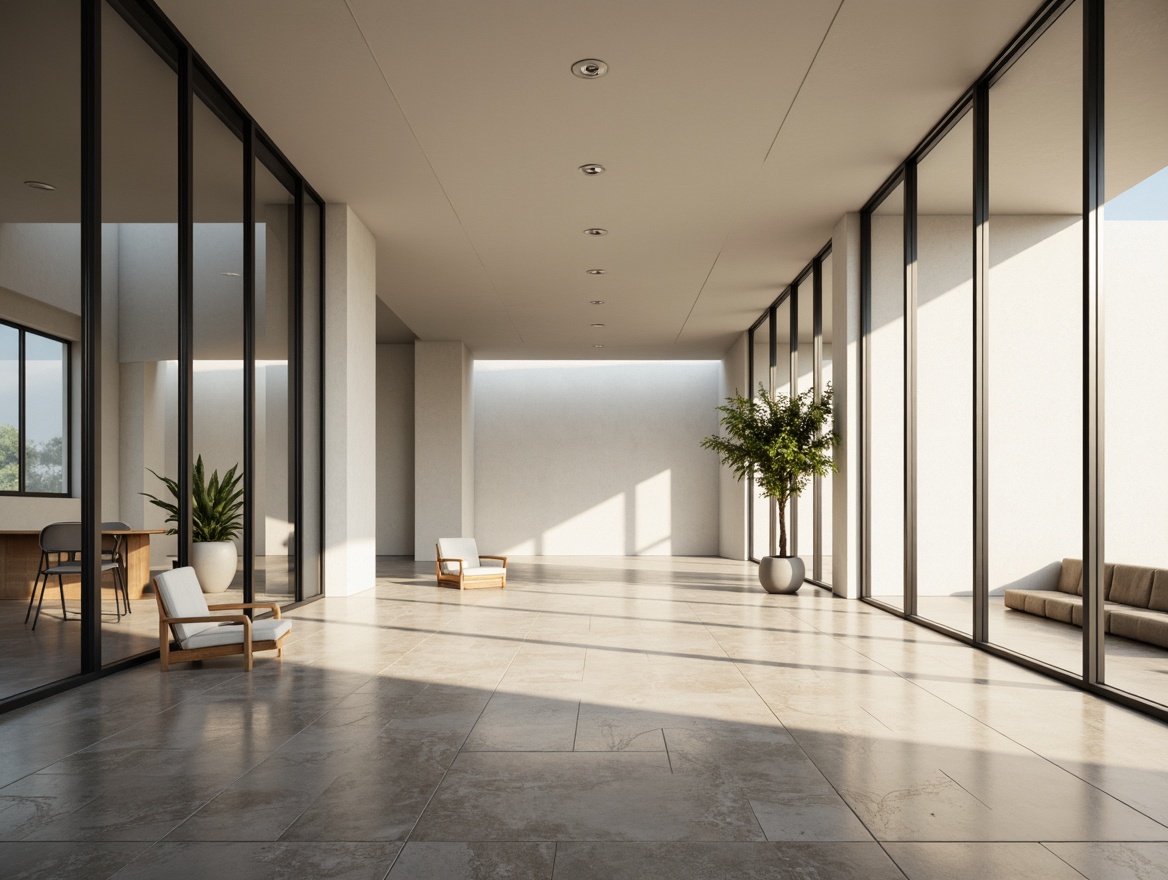 Prompt: Minimalist interior, transparent glass walls, sleek metal frames, open floor plan, sparse furniture, monochromatic color scheme, natural light pouring in, subtle shadows, empty space, simplicity emphasized, calm atmosphere, soft warm lighting, shallow depth of field, 3/4 composition, panoramic view, realistic textures, ambient occlusion.