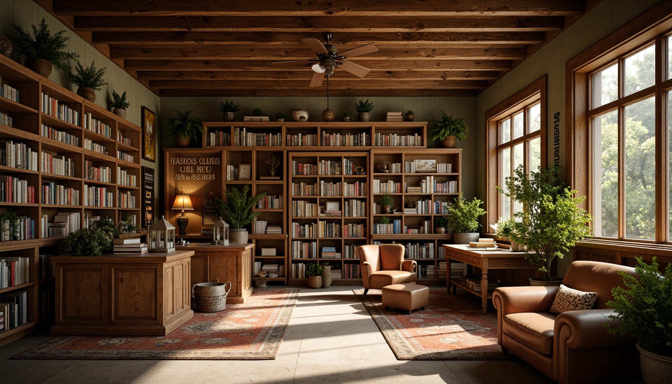 Prompt: Cozy bookstore, warm wooden shelves, vintage book collections, comfortable reading nooks, earthy tone walls, soft beige carpeting, calming greenery, natural light pouring, elegant typography signage, rich leather armchairs, rustic wooden tables, decorative lanterns, subtle warm lighting, shallow depth of field, 1/1 composition, realistic textures, ambient occlusion.