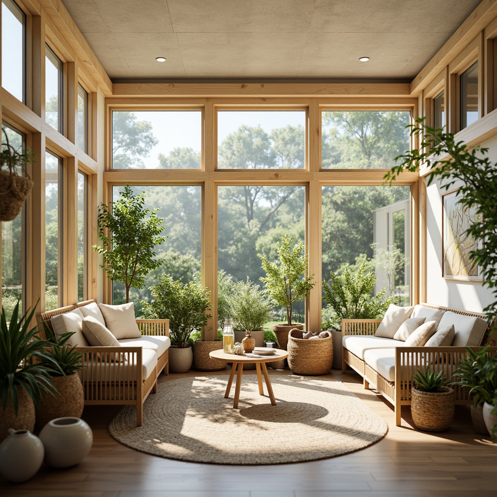 Prompt: Sunroom interior design, warm natural light, soft pastel colors, creamy whites, calming blues, vibrant yellows, lush greenery, wooden accents, comfortable seating areas, plush cushions, woven textiles, rattan furniture, organic shapes, earthy tones, subtle patterns, delicate florals, serene ambiance, warm atmospheric lighting, shallow depth of field, 1/1 composition, realistic textures, ambient occlusion.