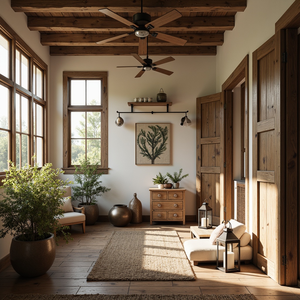 Prompt: Rustic farmhouse interior, vintage metal lanterns, distressed wood accents, pendant lights, exposed beams, natural materials, earthy tones, warm soft lighting, cozy ambiance, country-inspired decor, antique fixtures, metal shades, linen textures, creamy whites, wooden ceiling fans, candle chandeliers, nature-inspired patterns, botanical prints, sun-drenched windows, 1/1 composition, realistic reflections, ambient occlusion.