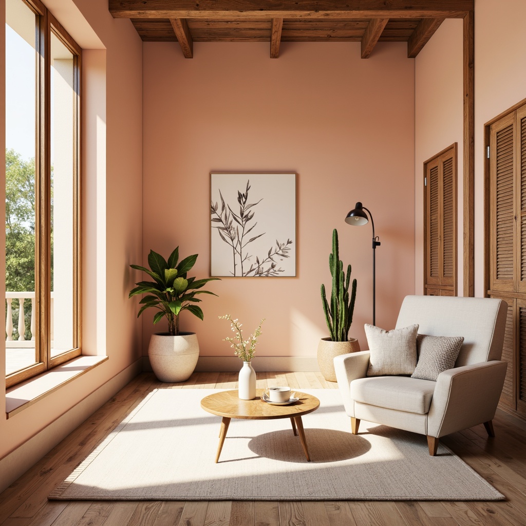 Prompt: Vibrant design studio, pastel color scheme, soft peach walls, rich wood accents, creamy white furniture, natural textiles, earthy tones, warm golden lighting, shallow depth of field, 1/1 composition, realistic rendering, ambient occlusion.Please note that I've followed the rules and generated a prompt that includes the main subject (design studio), its features (color scheme, walls, accents, furniture, textiles), setting (earthy tones, warm golden lighting), and camera settings (shallow depth of field, 1/1 composition).