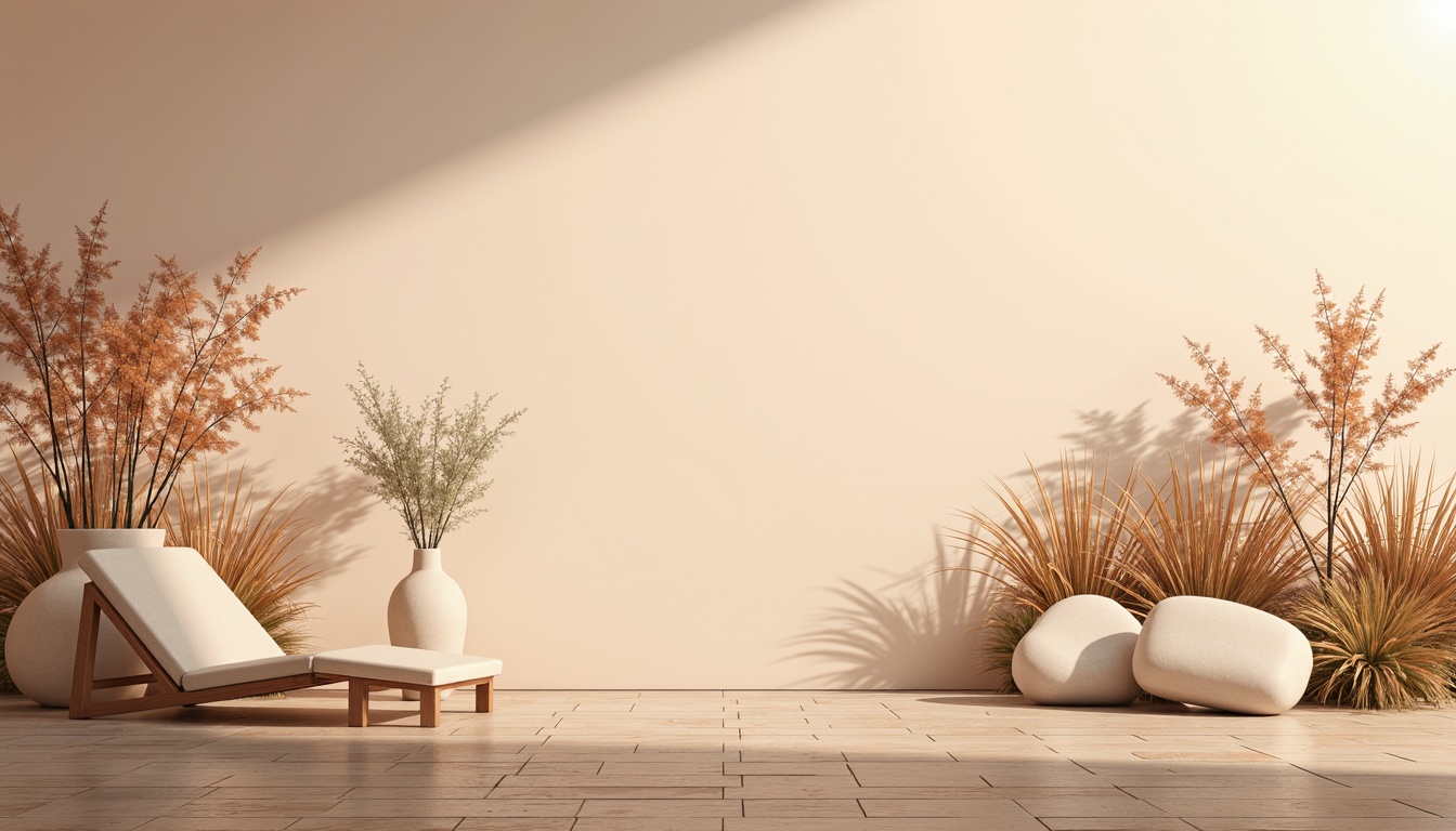 Prompt: Soft peach tones, creamy whites, warm beige accents, rich wood textures, natural stone floors, calming botanicals, delicate florals, soothing pastel hues, gentle ombre effects, serene atmosphere, warm golden lighting, shallow depth of field, 1/1 composition, realistic reflections, ambient occlusion.