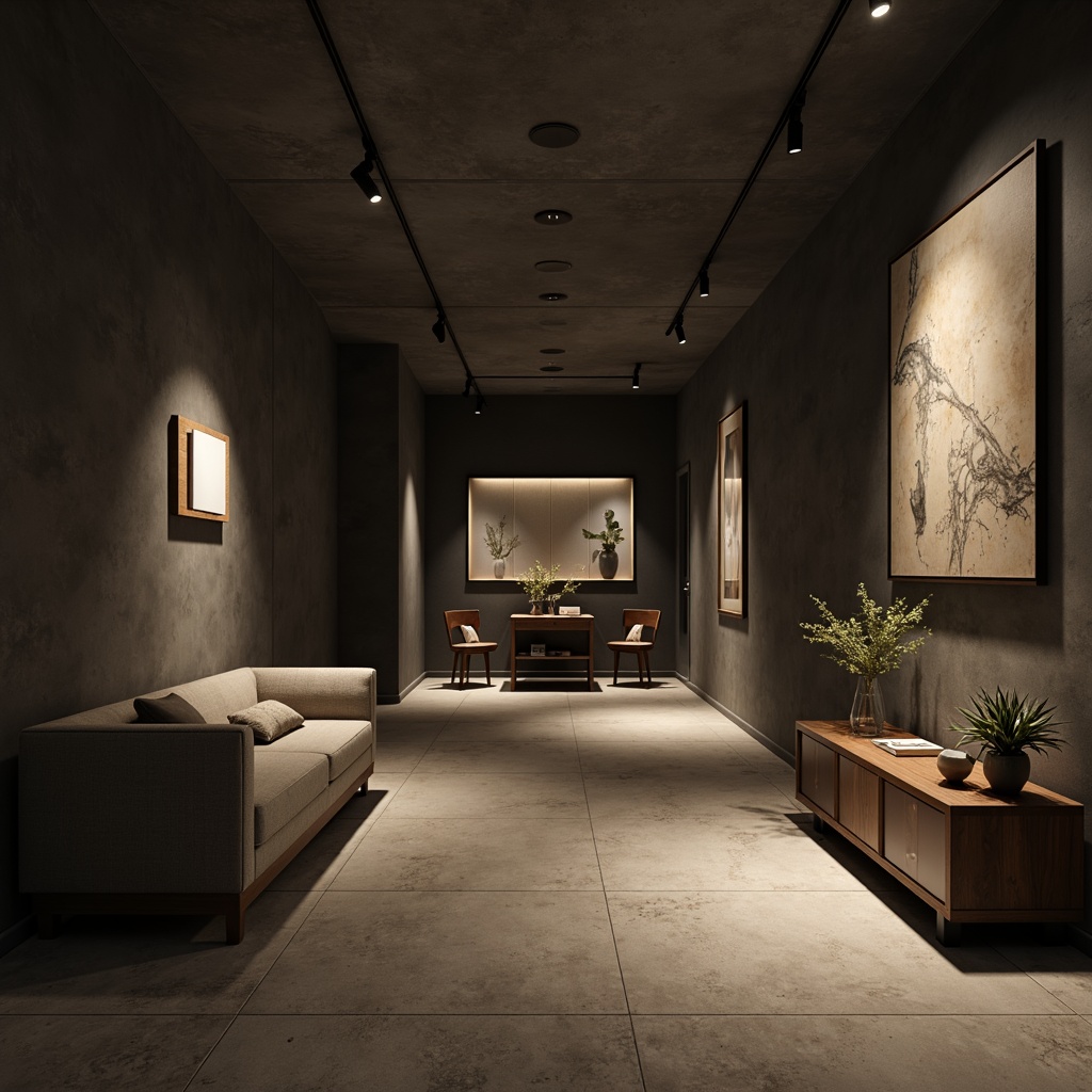 Prompt: Simple modern interior, monochromatic color scheme, soft warm lighting, recessed LED lights, minimalist furniture, sleek metal accents, polished concrete floors, industrial chic decor, subtle texture variations, atmospheric ambiance, cinematic shadows, low-key backlighting, 1/1 composition, realistic render, ambient occlusion.