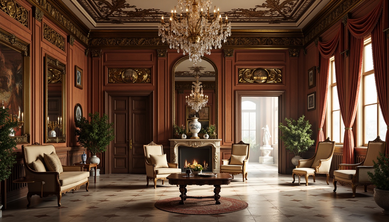 Prompt: Opulent palace interior, lavish furnishings, intricately carved wooden panels, gilded ornaments, crystal chandeliers, ornate mirrors, velvet drapes, rich tapestries, marble floors, ornamental ceilings, delicate porcelain vases, exquisite sculptures, soft warm lighting, shallow depth of field, 1/1 composition, realistic textures, ambient occlusion.