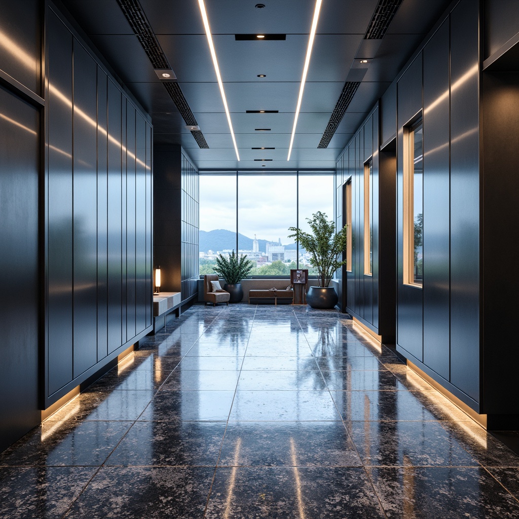 Prompt: Futuristic mudroom, iridescent epoxy resin flooring, glossy metallic finish, LED light strips, geometric patterns, high-gloss concrete, polished chrome accents, modern minimalist design, sleek industrial atmosphere, urban landscape views, cloudy day, soft diffused lighting, shallow depth of field, 1/1 composition, realistic reflections, ambient occlusion.