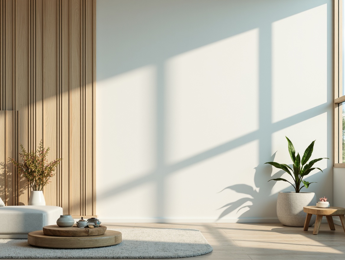 Prompt: Calming atmosphere, soft gentle hues, serene color palette, pale blue tones, creamy whites, warm beige shades, natural wood accents, subtle texture variations, minimal ornamentation, soothing ambiance, peaceful environment, warm sunny day, soft focus, shallow depth of field, 1/1 composition, realistic rendering, ambient occlusion.