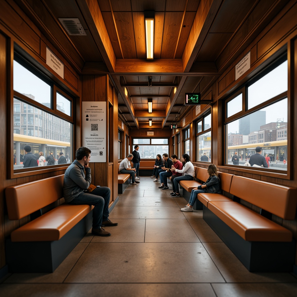 Prompt: Cozy train station, warm ambient lighting, comfortable benches, wooden accents, soft cushions, gentle curves, minimalist decor, functional layouts, ample legroom, convenient power outlets, thoughtful signage, easy navigation, calm atmosphere, natural stone floors, steel beams, urban architecture, bustling cityscape, morning commute, soft focus, shallow depth of field, 2/3 composition, realistic textures.