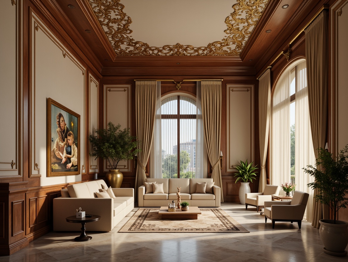 Prompt: Elegant classic interior, rich wood tones, ornate furnishings, subtle gold accents, soft cream walls, velvety smooth fabrics, refined neutral colors, sophisticated marble floors, intricate moldings, luxurious silk drapes, warm candlelight, shallow depth of field, 1/1 composition, realistic textures, ambient occlusion.