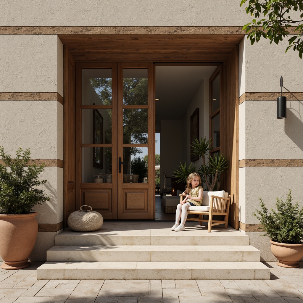 Prompt: Timeless building facade, neutral color palette, weathered stone walls, reclaimed wood accents, industrial metal frames, minimalist glass doors, earthy terracotta tiles, natural fiber textiles, understated decorative elements, soft warm lighting, shallow depth of field, 1/1 composition, realistic textures, ambient occlusion, serene atmosphere, elegant simplicity.