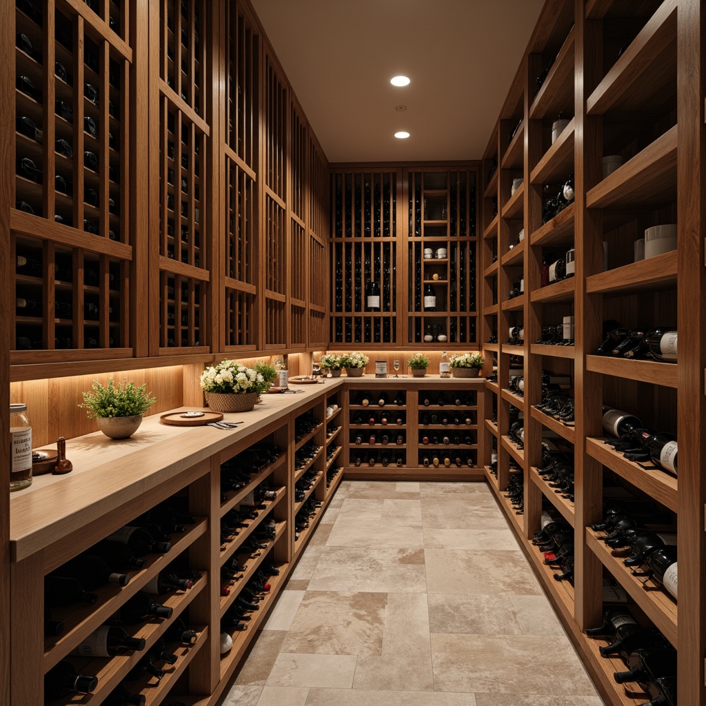 Prompt: Luxurious wine cellar, precise temperature control, humidification systems, premium wood shelving, glass enclosures, dimmable LED lighting, stone flooring, ambient temperature ranges, red wine storage, white wine preservation, champagne cooler, whiskey barrels, climate-controlled environments, modern minimalist design, sleek metal racking, subtle aromas, soft warm glow, shallow depth of field, 1/1 composition, realistic textures, ambient occlusion.