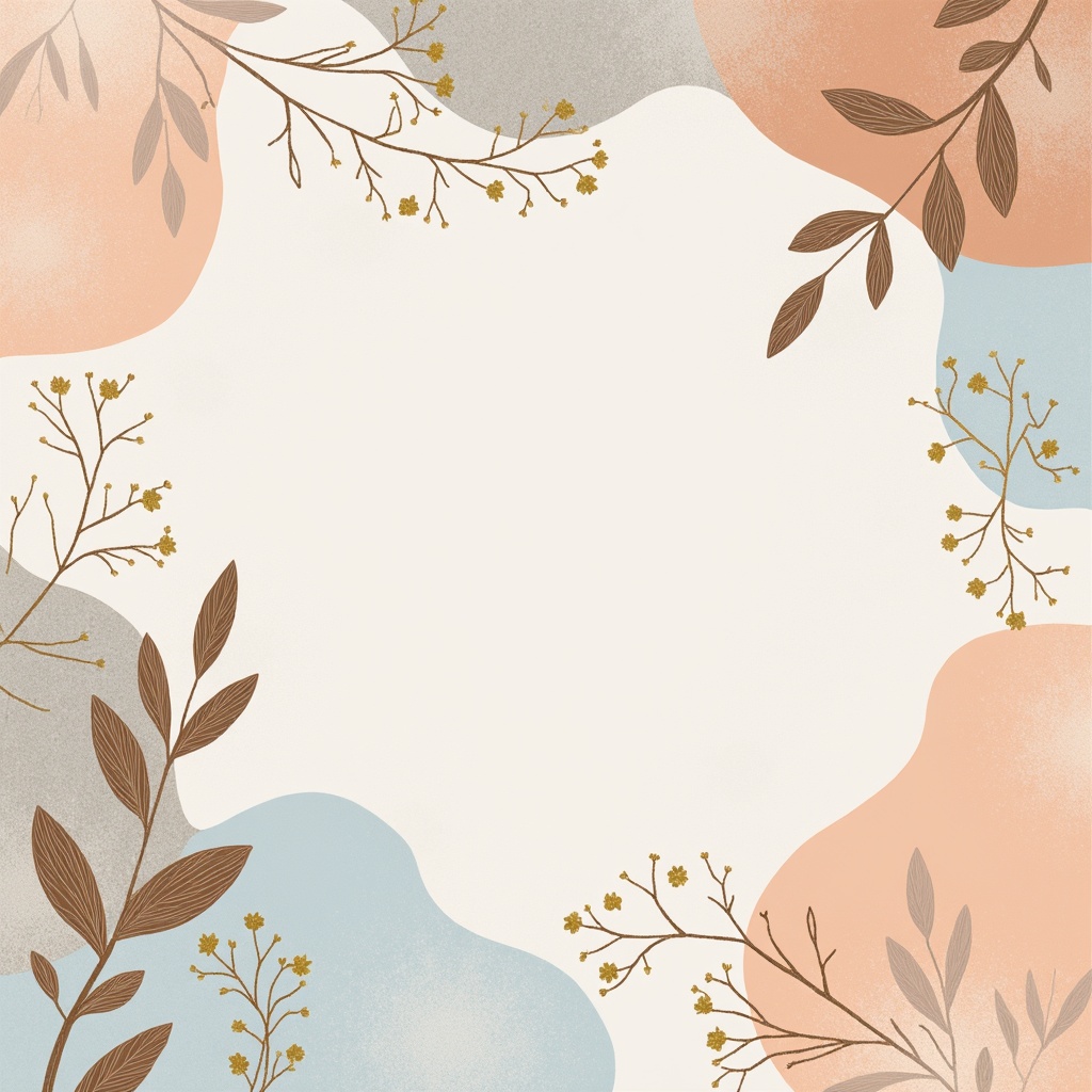 Prompt: Soft peach tones, creamy whites, gentle grays, soothing blues, warm beige accents, natural wood textures, subtle gold highlights, delicate floral patterns, elegant script typography, refined minimalist design, softbox lighting, shallow depth of field, 1/2 composition, realistic renderings, ambient occlusion.