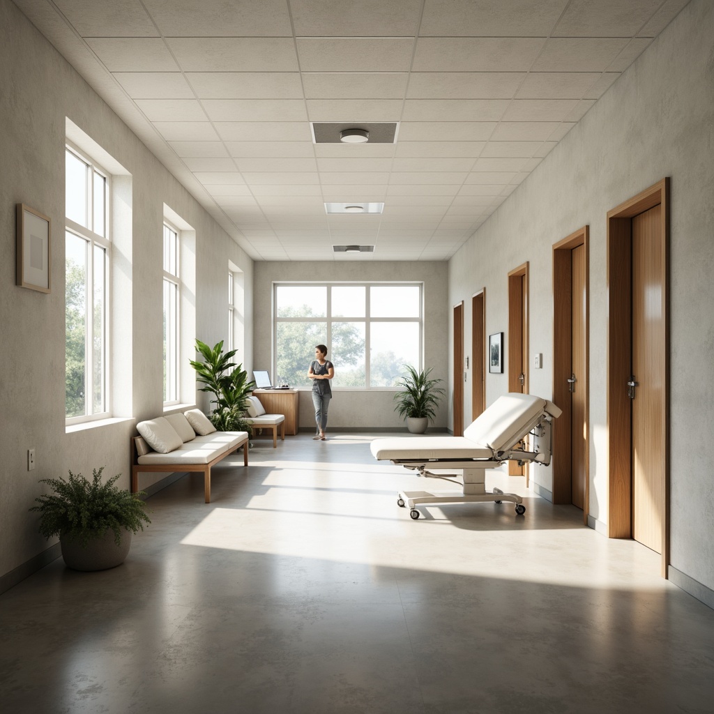 Prompt: Calming hospital atmosphere, natural light-filled corridors, minimalist interior design, clean lines, simple shapes, neutral color palette, polished concrete floors, warm wood accents, comfortable patient rooms, private recovery areas, modern medical equipment, subtle textures, soft diffused lighting, 1/1 composition, shallow depth of field, realistic renderings, ambient occlusion.Please let me know if this meets your expectations!