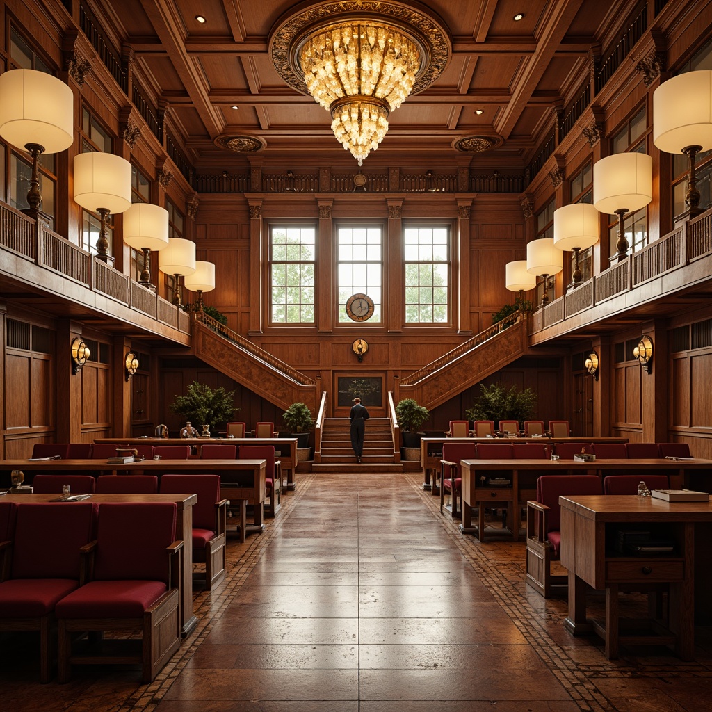 Prompt: Elegant high school auditorium, rich wood tones, ornate chandeliers, comfortable velvet seats, antique wooden desks, vintage metal chairs, refined leather sofas, polished marble floors, intricate carvings, grandiose staircases, warm golden lighting, soft focus, 1/2 composition, symmetrical framing, realistic reflections, subtle ambient occlusion.