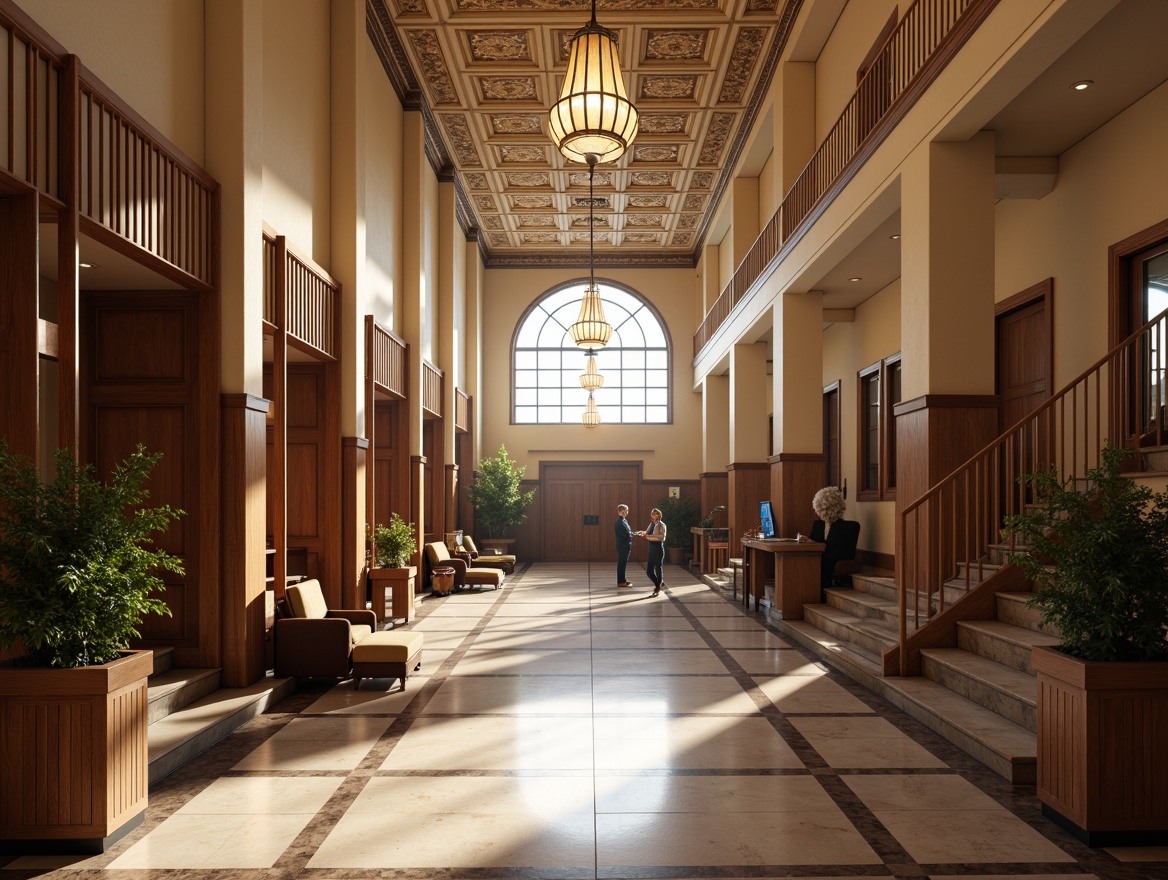 Prompt: Elegant high school hallway, ornate columns, classic archways, polished marble floors, intricate moldings, decorative pilasters, symmetrical facades, grand staircases, luxurious chandeliers, rich wood paneling, vintage lockers, traditional classroom settings, formal administrative offices, stately principal's office, sophisticated student lounge, refined library spaces, majestic auditoriums, warm soft lighting, shallow depth of field, 1/1 composition, realistic textures, ambient occlusion.