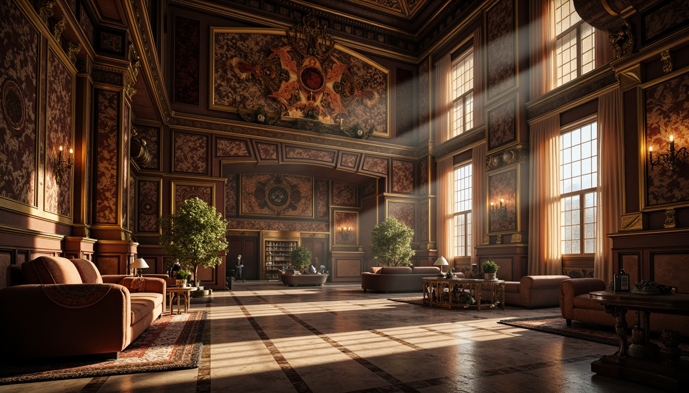 Prompt: Opulent factory interior, Baroque-inspired ornate details, rich velvet fabrics, gilded metal accents, intricate wooden carvings, lavish chandeliers, grandiose marble floors, warm golden lighting, soft misty atmosphere, high-contrast shadows, cinematic composition, shallow depth of field, 1/2 camera angle, realistic reflections, ambient occlusion.