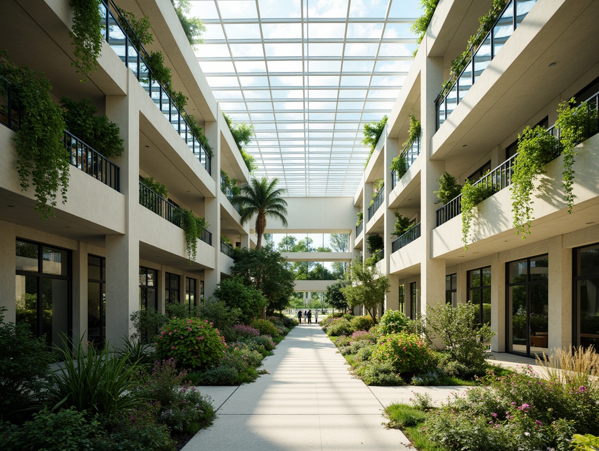 Prompt: Vibrant atrium, lush greenery, skylights, floor-to-ceiling windows, reflective surfaces, minimal obstructions, open floor plans, clerestory windows, solar tubes, light shelves, translucent roofing, natural ventilation systems, passive design strategies, energy-efficient solutions, modern minimalist architecture, bright color schemes, airy feel, soft warm lighting, high contrast ratio, 1/1 composition, shallow depth of field, realistic textures, ambient occlusion.