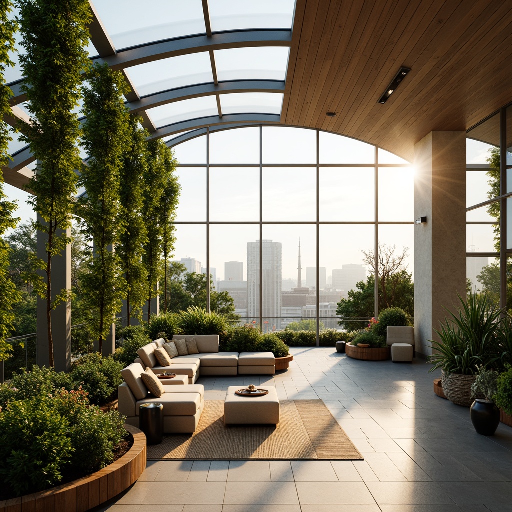 Prompt: Sun-kissed sunroom, futuristic curves, retractable glass roofs, minimalist steel frames, eco-friendly recycled wood accents, living green walls, vibrant succulent plants, sleek low-maintenance floors, sustainable bamboo furniture, energy-efficient LED lighting, panoramic city views, soft warm ambiance, shallow depth of field, 1/1 composition, realistic textures, ambient occlusion.