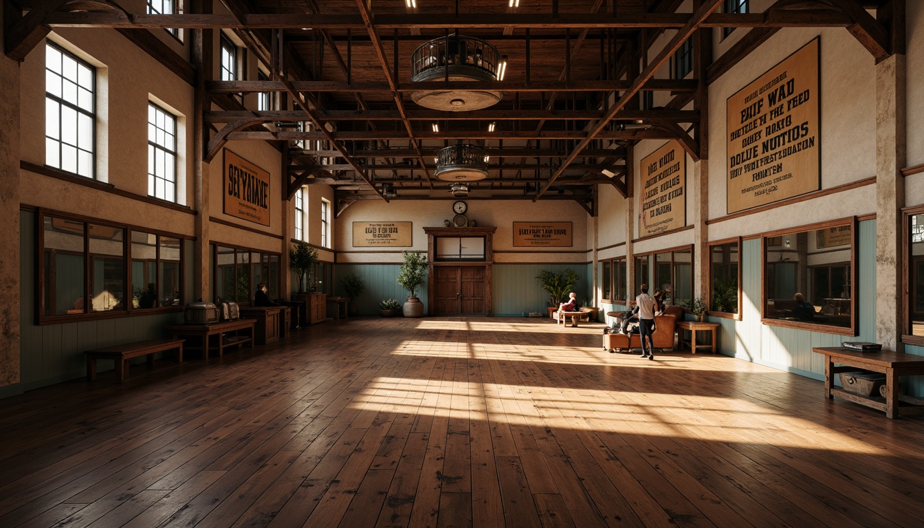 Prompt: Rich wooden flooring, dark-stained planks, classic gymnasium atmosphere, vintage athletic equipment, motivational quotes, antique mirrors, rustic metal beams, earthy tone color palette, warm ambient lighting, soft shadows, 1/1 composition, realistic textures, detailed reflections.