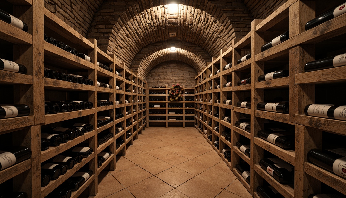 Prompt: Wine cellar, rustic stone walls, dimly lit atmosphere, controlled temperature, precise humidity levels, sophisticated climate control systems, insulated storage facilities, wooden wine racks, vintage wine bottles, cork flooring, earthy aroma, subtle lighting, 1/1 composition, shallow depth of field, realistic textures, ambient occlusion.