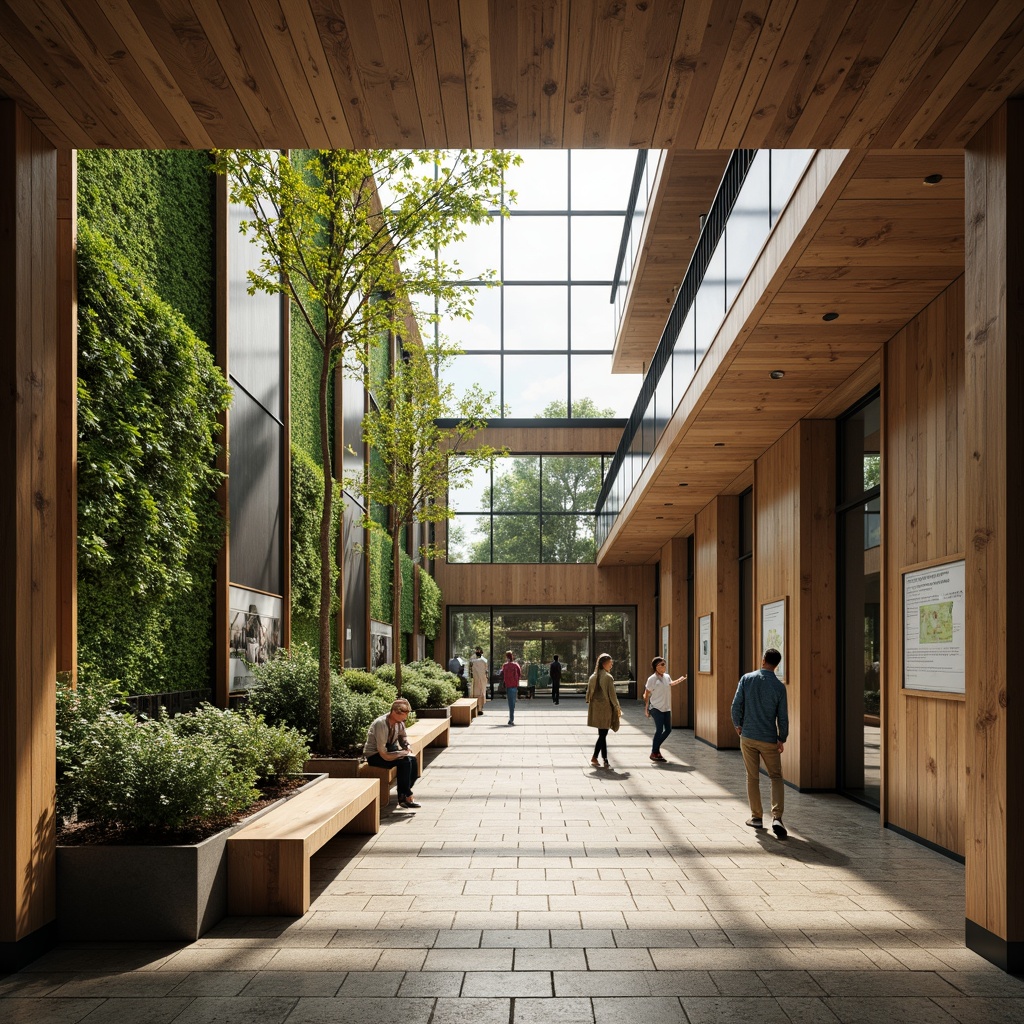 Prompt: Sleek zoo interior, natural light pouring in, minimalist decor, wooden accents, greenery walls, animal exhibits, educational signs, rustic stone flooring, earthy color palette, modern metal railings, open spaces, airy atmosphere, soft warm lighting, shallow depth of field, 1/1 composition, realistic textures, ambient occlusion.