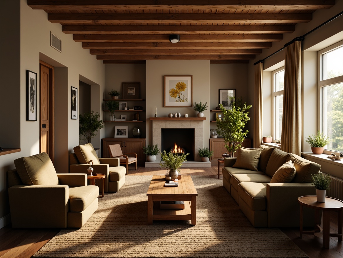 Prompt: Cozy living room, plush sofas, velvet armchairs, wooden coffee tables, soft cushions, warm lighting, gentle shadows, intimate atmosphere, comfortable distance, conversational circle, ergonomic design, adjustable headrests, reclining functions, calming colors, natural materials, woven rugs, minimal decorations, subtle textures, relaxing ambiance, afternoon sunlight, warm color temperature, shallow depth of field, 2/3 composition.