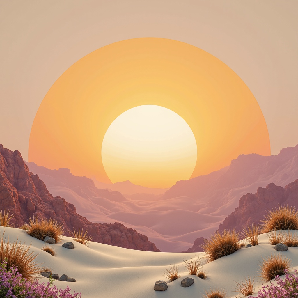 Prompt: Vibrant sunset hues, warm golden light, soft peach tones, calming beige backgrounds, rich turquoise accents, deep berry shades, pastel pink highlights, creamy whites, subtle gray undertones, natural earthy textures, elegant minimalist design, harmonious color balance, soft gradient transitions, realistic ambient lighting.