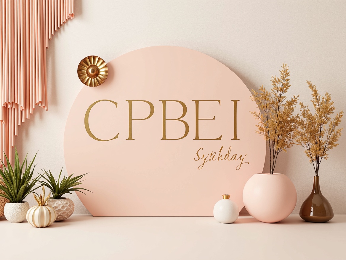 Prompt: Vibrant design studio, modern minimalist aesthetic, bold typography, pastel color scheme, soft peach tones, creamy whites, rich charcoal grays, luxurious gold accents, natural textures, geometric patterns, 3D visual elements, atmospheric lighting, shallow depth of field, 1/1 composition, cinematic view, realistic rendering.