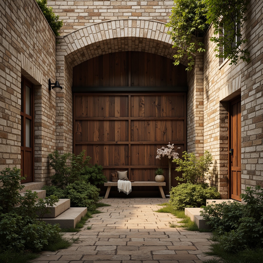 Prompt: Rustic stone walls, weathered wooden planks, distressed concrete surfaces, earthy color palette, natural texture overlays, worn brick facades, crumbling stonework, moss-covered cracks, ivy-adorned corners, warm golden lighting, soft focus, atmospheric perspective, 1/1 composition, realistic material properties, ambient occlusion.