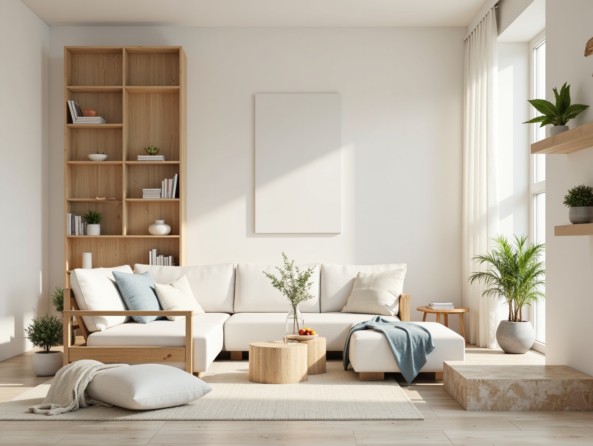 Prompt: Soft pastel hues, gentle whites, creamy beiges, pale blues, soothing greens, warm wood accents, natural stone textures, calming ambiance, serene lighting, shallow depth of field, 1/1 composition, realistic fabrics, subtle patterns, minimalist design, elegant typography, soft focus, relaxed atmosphere.