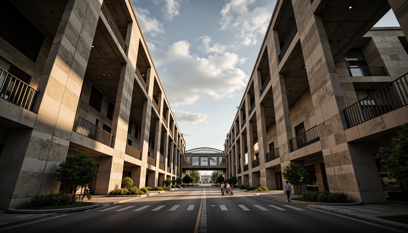 Prompt: Rugged concrete structures, brutalist architecture, abundant natural light, clerestory windows, skylights, industrial materials, exposed ductwork, raw textures, urban landscapes, cityscapes, modernist influences, geometric forms, monolithic shapes, dramatic shadows, warm ambiance, soft diffused lighting, high contrast ratios, atmospheric perspectives, cinematic compositions.