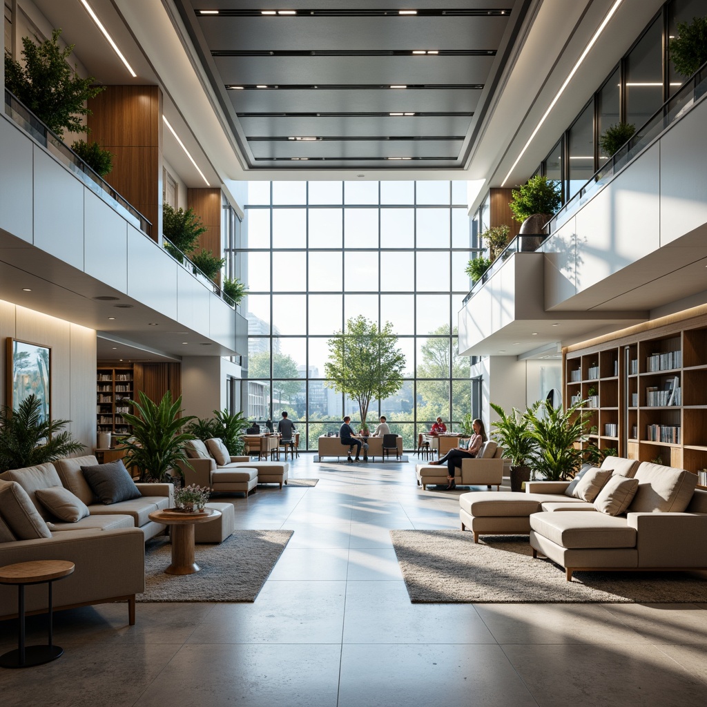 Prompt: Modern government office, spacious reception area, comfortable sofas, sleek coffee tables, minimalist decor, ergonomic chairs, wooden desks, metal filing cabinets, plants on shelves, natural stone flooring, bright LED lighting, airy atmosphere, panoramic views, 1/1 composition, shallow depth of field, realistic textures, ambient occlusion.