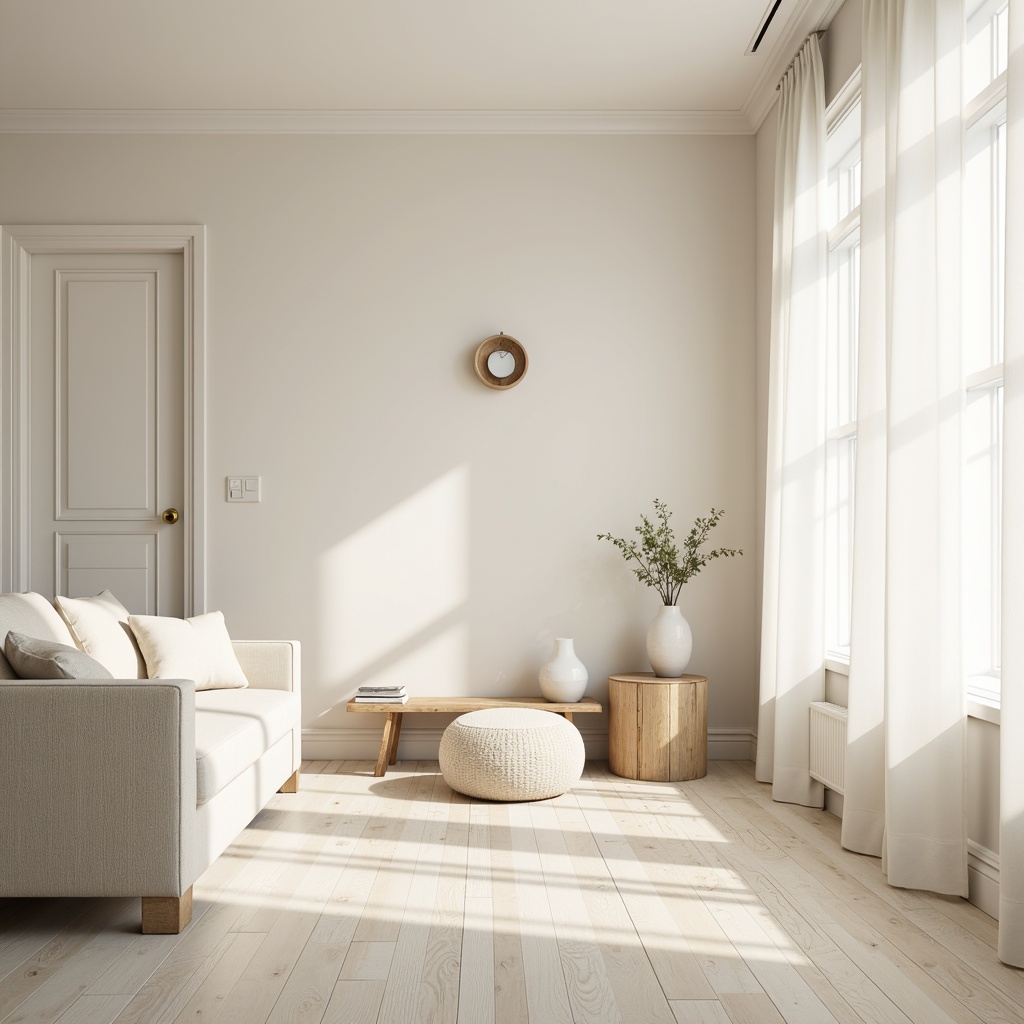 Prompt: Monochromatic interior, soft cream walls, pale wood floors, minimalist decor, simple furniture shapes, neutral beige upholstery, subtle texture variations, natural light filtering, sheer white curtains, calm atmosphere, 1/1 composition, shallow depth of field, softbox lighting, ambient occlusion.Let me know if this meets your requirements or if you'd like me to generate another prompt!