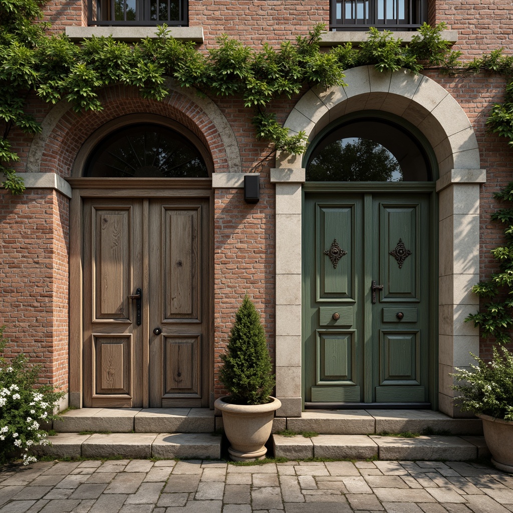 Prompt: Rustic stone walls, weathered wooden planks, distressed brick surfaces, aged concrete textures, moss-covered stones, ivy-clad facades, ornate metal grilles, worn stucco finishes, vintage-inspired color palettes, warm ambient lighting, shallow depth of field, 3/4 composition, realistic renderings, atmospheric occlusion.